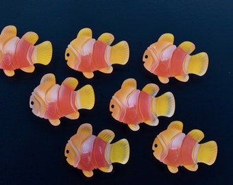 Cute Clownfish magnets, Set of 7, Refrigerator Magnets, Tropical fish Decor, for Organizers, Fish Magnets, Magnetics boards