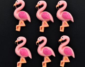 Pink Flamingo Magnets, Flock of 6 Decorative Refrigerator Magnets