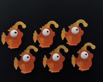Orange Anglerfish Magnets, Set of 8, Refrigerator Whiteboard Organizers