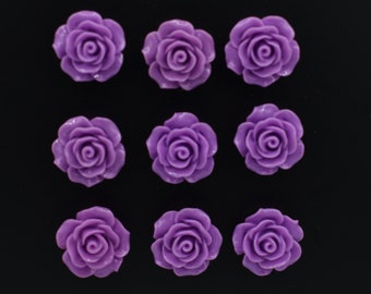 Purple Rose Magnets, Set of 9 Decorative Flower Fridge Magnets