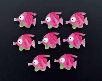 Tropical Fish Magnets, Pink Under The Sea Decor, Set of 8