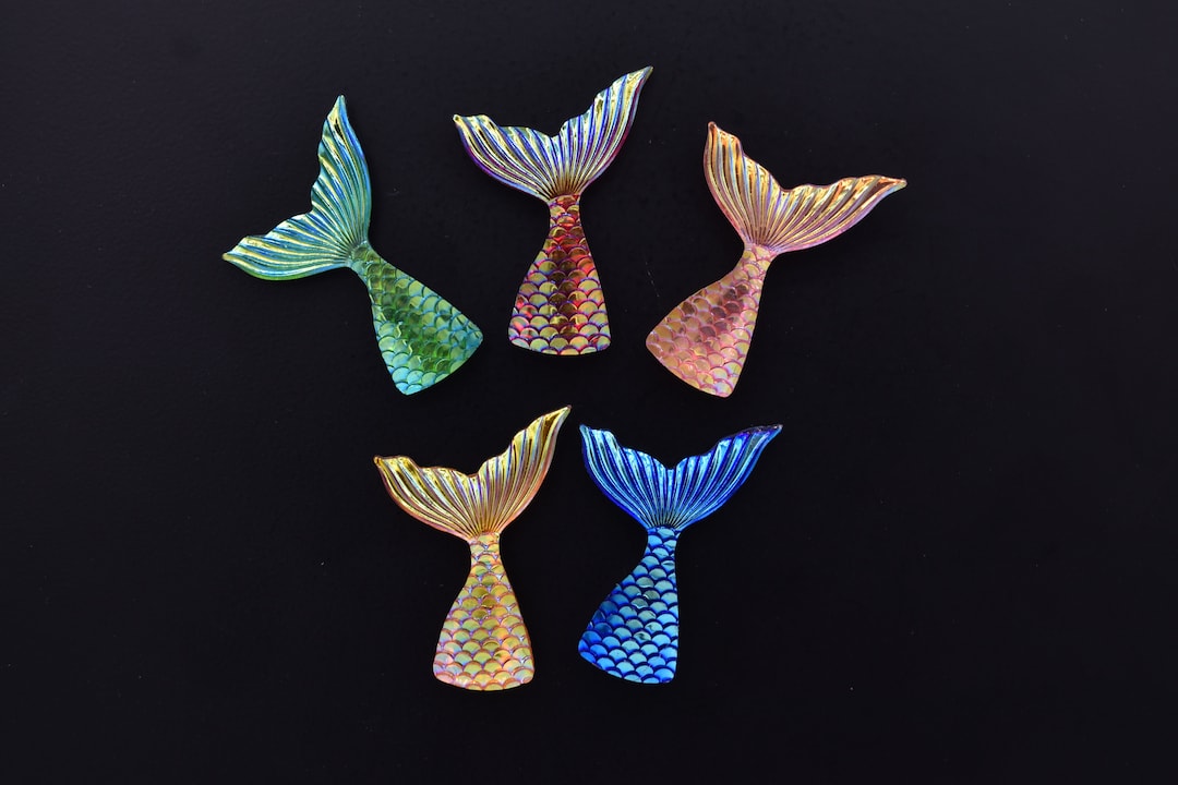 Shimmering Mermaid Tail Magnets, Set of 5, Ocean Beach Decor - Etsy