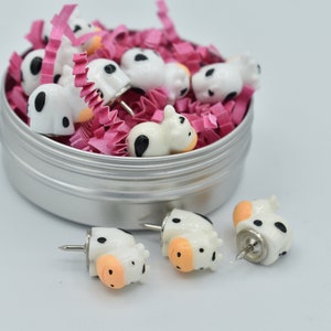 Cute Cow Push Pins / Tacks, Set of 10, Decorative pushpins, Organizers, Memo Board Accessory, Cubicle Wall Decoration