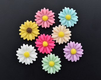 Set of 8 Daisy Flower Magnets, Bohemian Style Decor