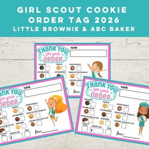 Thank You Girl Scout Cookies, Order Tag, ABC Baker, Little Brownie Baker, Receipt, LBB