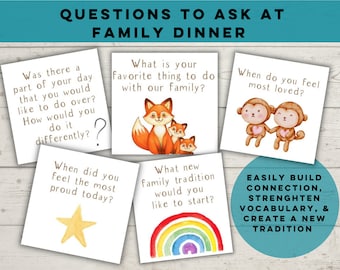 Family Questions for the Dinner Table, Questions for Families Dinner, Questions to Ask Your Family at Dinner,Fun Dinner Questions