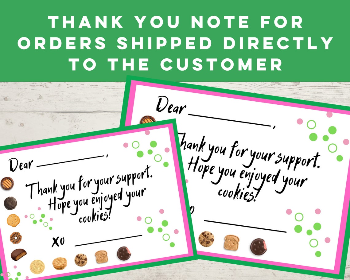 Girl Scout Cookie Thank You Girl Scout Cookie Thank You Note Etsy