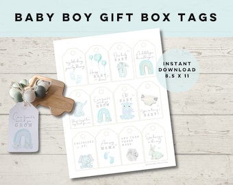 Baby Boy Gift Box Tags, Baby Shower gift, baby boy