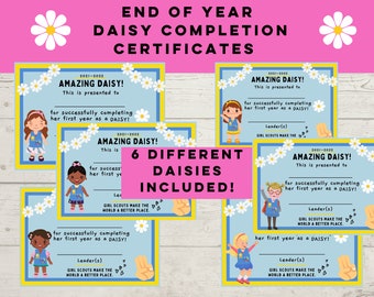 End of Year Daisy Certificate, Girl Scouts First Year, Daisy Completion Certificate, Instant Download