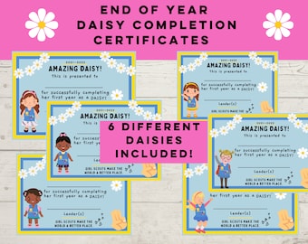 End of Year Daisy Certificate, Girl Scouts First Year, Daisy Completion Certificate, Instant Download