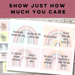 affirmation cards with a quote and rainbow picture