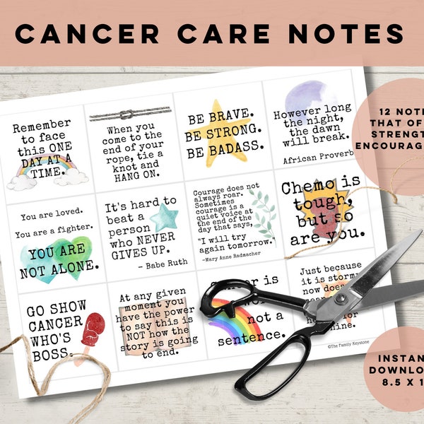 Gift for Friend with Cancer, Cancer Gifts,Chemo Care Package, Cancer Care Package,Inspirational Cancer Quotes,Cancer Encouragement Printable