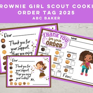 BROWNIE Girl Scout Cookie stampabile 2025, Etichetta ordine biscotti, ABC Baker, Ricevuta biscotti Girl Scout stampabile