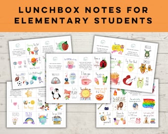 Kids Lunchbox Notes, Elementary Student Cards (PDF)