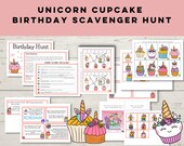 Unicorn Cupcake Birthday Scavenger Hunt, Kids Activity (Digital Download)