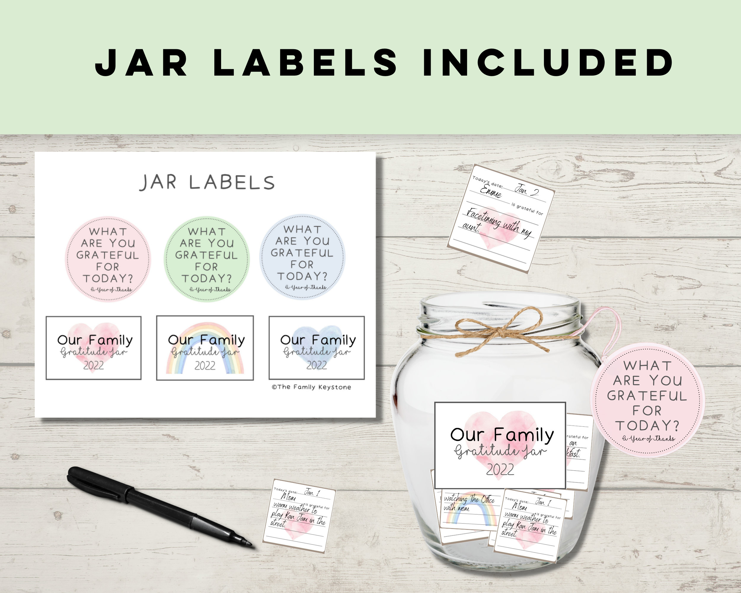 Gratitude Jar Printable Kit, Family Activity (PDF) - Etsy