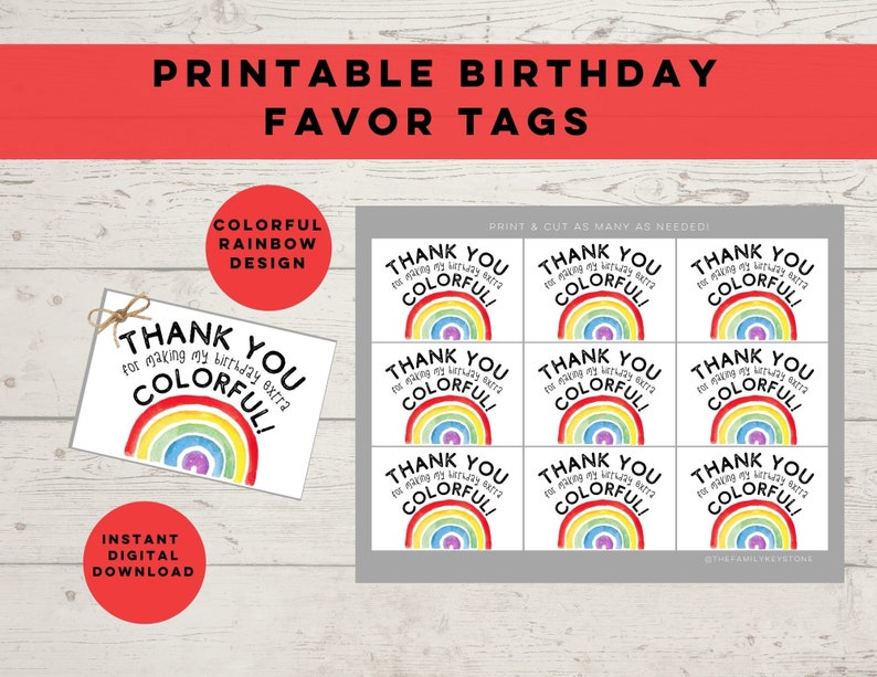 Printable Birthday Favor Tags, Happy Birthday Printables - Etsy