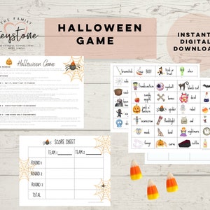 Halloween Printable Game, Halloween Party Game, Fishbowl Game, Game Night