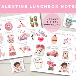 May include: A set of 16 printable Valentine's Day lunchbox notes featuring cute illustrations and sweet messages. The notes include phrases like "Will you be my TWEET heart?" and "You hold the KEY to my heart".