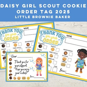 DAISY Girl Scout Cookie Printable 2025, Cookie Order Tag, Little Brownie Baker, Girl Scout Cookie Receipt Printable