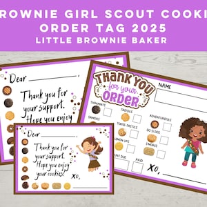 BROWNIE Girl Scout Cookie Printable 2025, Cookie Order Tag, Little Brownie Baker, Girl Scout Cookie Receipt Printable