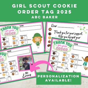 Grazie biscotti Girl Scout, Grazie biscotti Girl Scout, Etichetta ordine biscotti, ABC Baker, Ricevuta biscotti Girl Scout