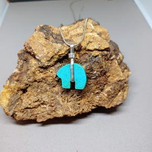 Bear fetish sterling turquoise pendant