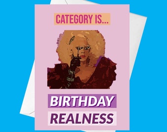 PERSONALISED Drag Queen Rupaul Gay Birthday Card A4 TRIFOLD ANY NAME AGE 
