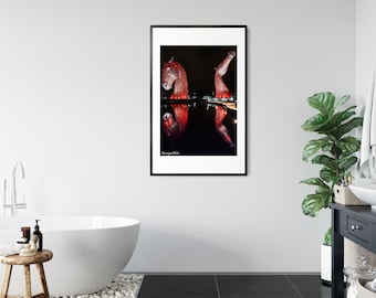 Kelpies at Night Print: Falkirk Scotland Wall Art