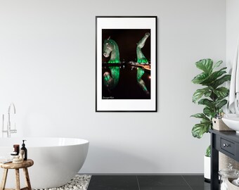 Kelpies at Night Print: Falkirk Scotland Wall Art