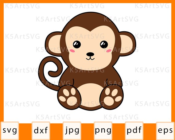 Download Cute Monkey Svg Kawaii Baby Monkey Cut File For Cricut Etsy