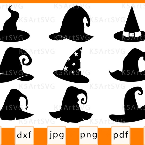 Witch Hat Svg, Halloween svg, Halloween Hat cut file for Cricut silhouette, Halloween Hat bundle, INSTANT DOWNLOAD svg, png, dxf