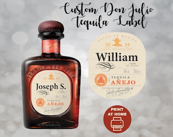 Don Julio aangepast label, afdrukbaar Anejo Tequila-label, verjaardagsfleslabel, jubileum, bruiloft, enz.