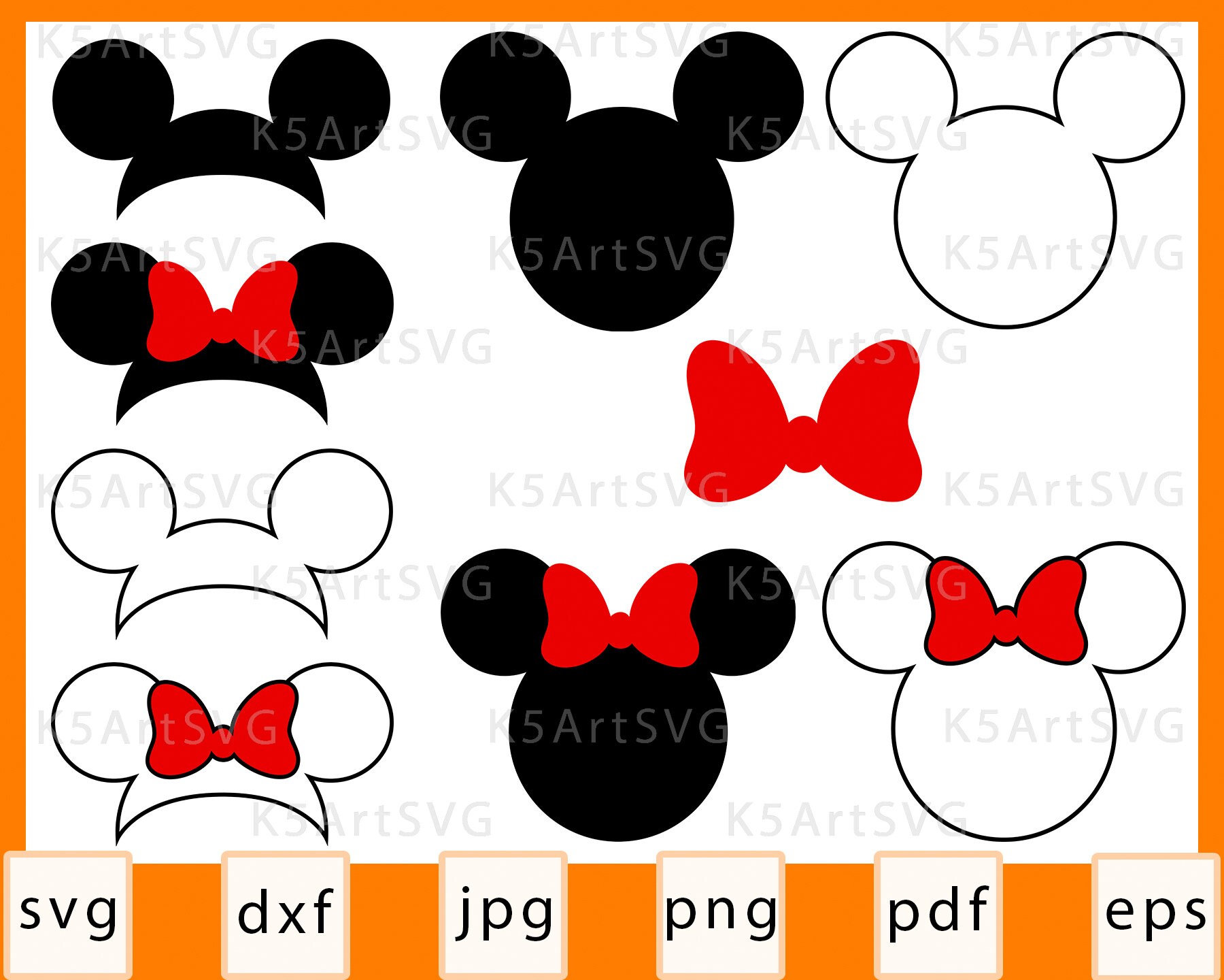 Download Mickey And Minnie Mouse Disney Svg Mickey Ears And Head Files Etsy