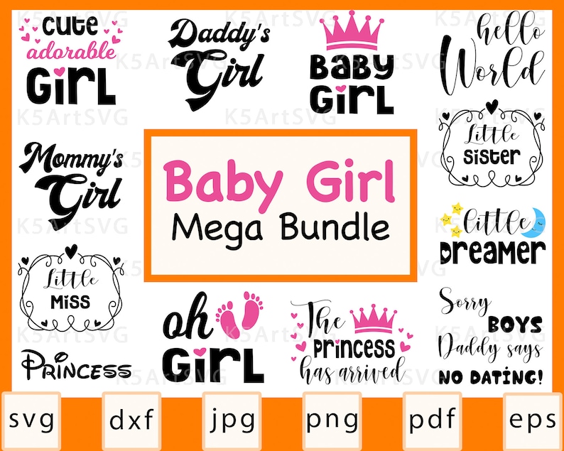 Download Baby Girl SVG Bundle Newborn boy svg Kids Babies Bundle | Etsy