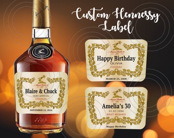 Custom Label, Printable Cognac Style Custom Label, Personalized Henny Label, Liquor Labels, 0.7 L