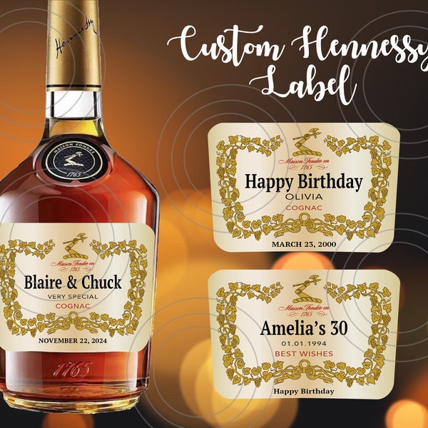 Etiquette personnalisée, Imprimable, style cognac, Étiquette Henny personnalisée, Étiquettes d'alcool, 0,7 L