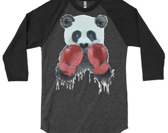3/4 sleeve Panda  raglan shirt