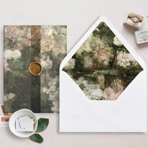 Druckbare Hochzeit Pergamentverpackung und Umschlag Liner für 5x7 Hochzeitseinladungen Mini Bundle, Rosen Malerei