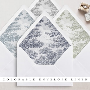 Colorable & Printable Envelope Liner Templates in 9 different sizes, Trees Engraving