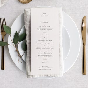 Afdrukbare vintage boekstijl bruiloft menukaartsjabloon, boekthema bruiloft, bewerkbare elegante klassieke diner- en drankjebuffet tafelmenu's