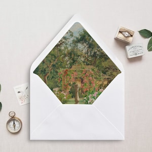 Druckbare Umschlag Liner, A7, Euro Klappe, Quadratische Klappe, Floral Stillleben Umschlag Liner für 5x7 Hochzeitseinladungen, Englische Rosen