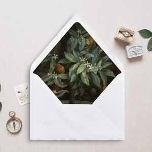 Umschlag Liner, A7, Euro Klappe, Quadrat Flap, 6.5 Square, A6, 5.75 Square, 4 Bar, für 5x7 Hochzeitseinladungen, Orange Tree