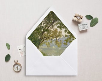 Printable Envelope Liner, A7, Euro Flap, Square Flap, 6.5 Square, A6, 5.75 Square, 4 Bar, 4 Bar for 5x7 Wedding Invitations, The River