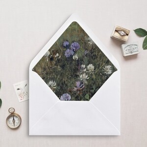 Druckbare Umschlag Liner, A7, Euro Klappe, Quadrat Klappe, 6,5 Quadrat, A6, 5,75 Quadrat, 4 Stange, 4 Stange für 5x7 Hochzeitseinladungen, Wiesenveilchen