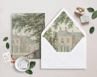 Printable Wedding Vellum Wrap and Envelope Liner for 5x7 Wedding Invitations Mini Bundle, Victorian House