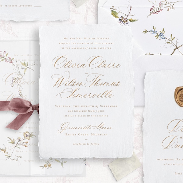 Set di modelli per invito a nozze con calligrafia stampabile, inviti eleganti modificabili, dettagli del matrimonio classico, biglietti RSVP, CS