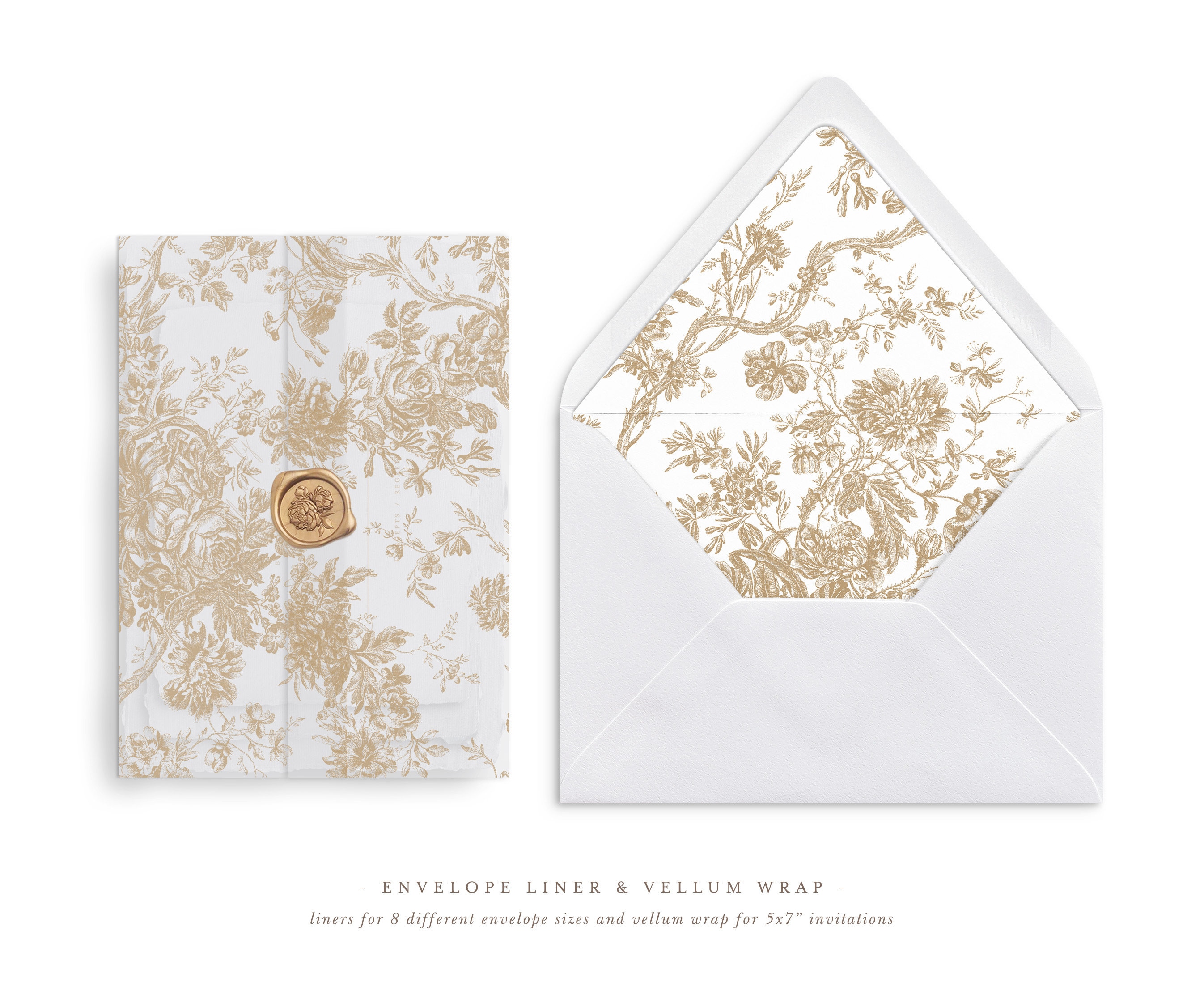 Adorable flowers printed vellum wrap for 5x7 card, pack of 10 Invitation  Jackets and Overlays by Ivory Invitations