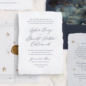 Printable Celestial Wedding Invitation Template Set with Stars, Editable Elegant Starry Invites, Classic Wedding Details RSVP Cards