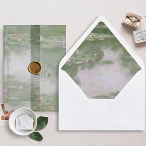 13 x 18 Wasserlilien III Hochzeitseinladungen Pergamentpapier und Umschlag Liner zum selbst ausdrucken.